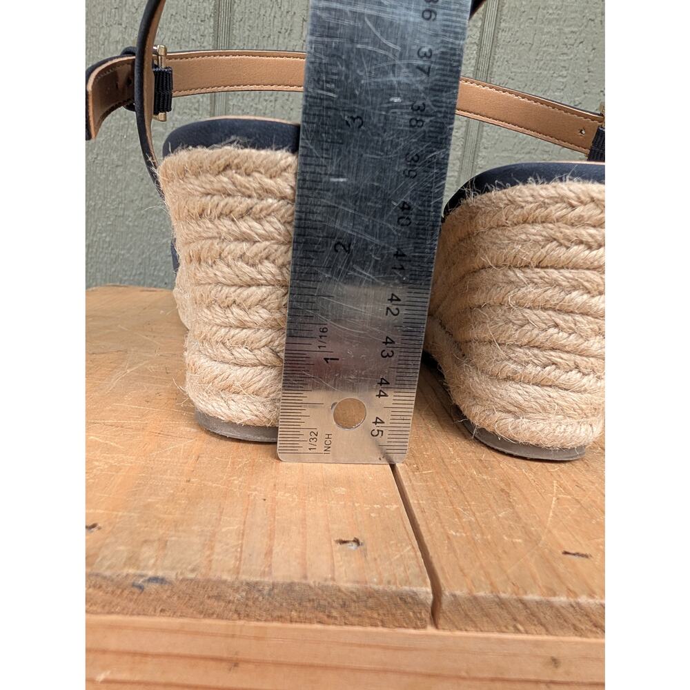 Tommy Hilfiger Gallie wedge espadrille sandals Navy Blue Size 6.5 LIKE NEW - Picture 7 of 8
